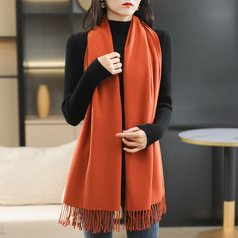 Winter Women's Dual-use Cashmere Solid Scarf