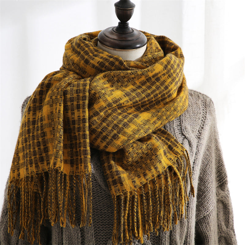 New Cashmere Winter Women's Warm Print Plaid Scarf