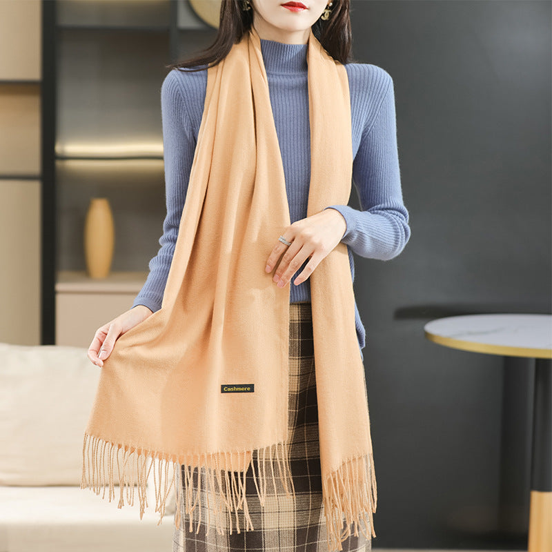 Winter Women's Dual-use Cashmere Solid Scarf