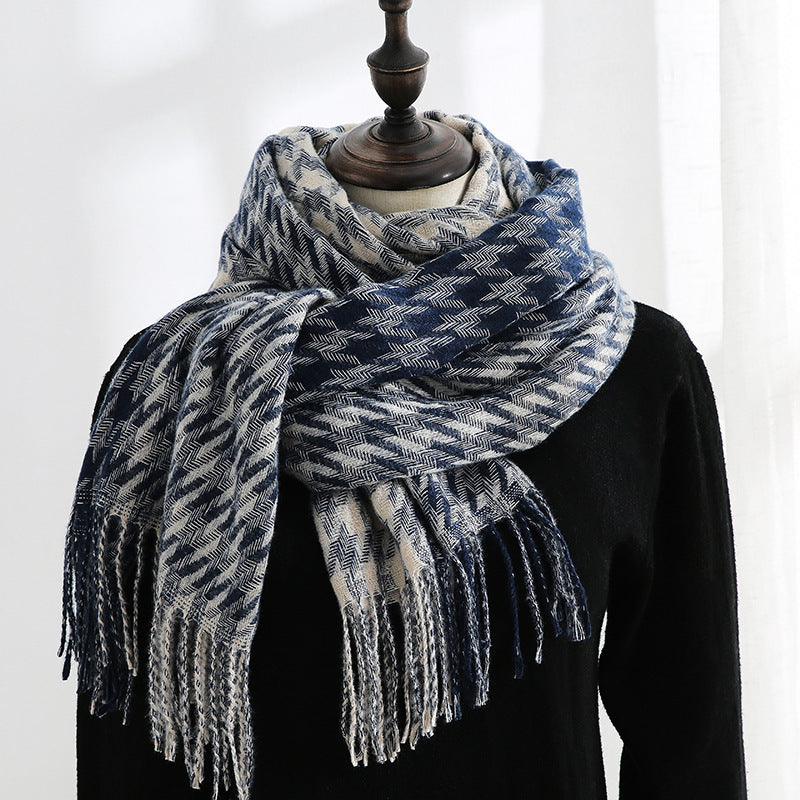 Women's Cashmere Sweet Mid Length Plaid Scarf