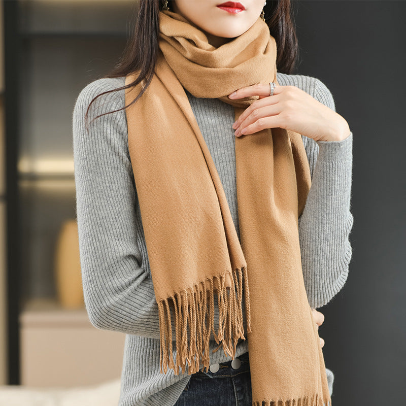 Winter Women's Dual-use Cashmere Solid Scarf