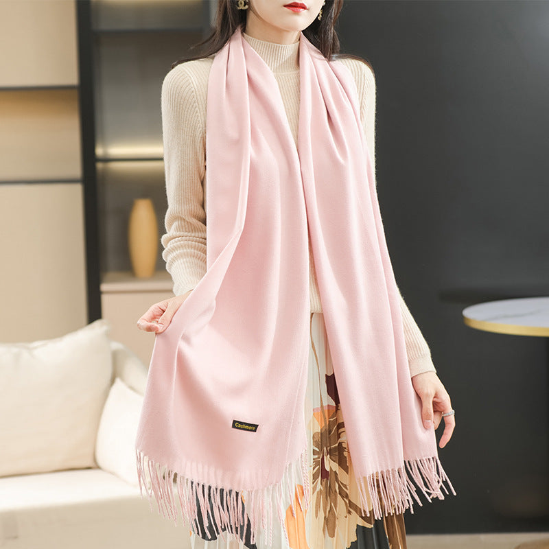 Winter Women's Dual-use Cashmere Solid Scarf