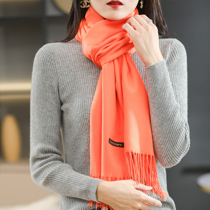 Winter Women's Dual-use Cashmere Solid Scarf
