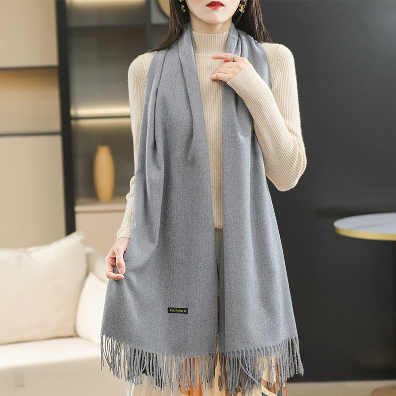 Winter Women's Dual-use Cashmere Solid Scarf