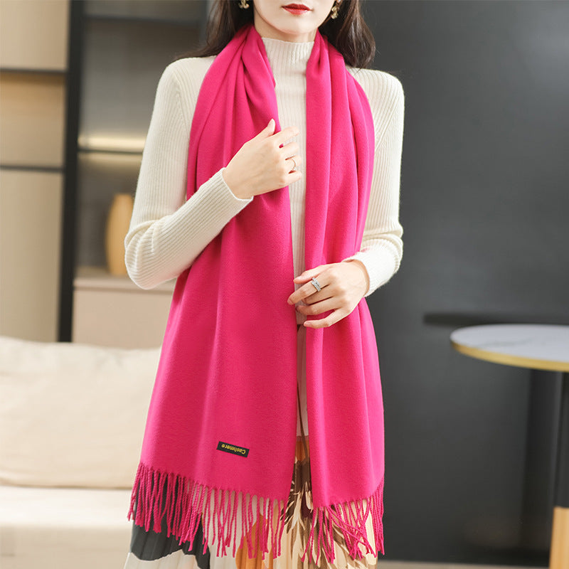 Winter Women's Dual-use Cashmere Solid Scarf