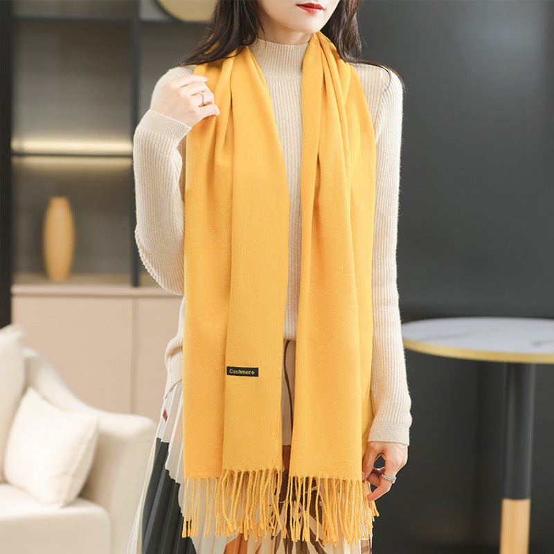 Winter Women's Dual-use Cashmere Solid Scarf