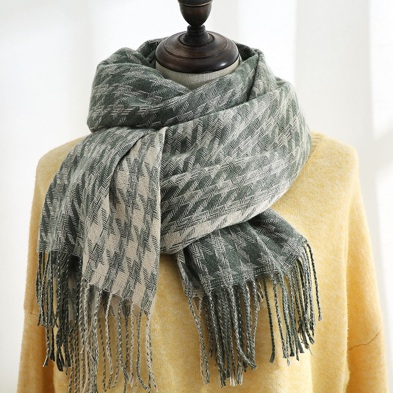 Women's Cashmere Sweet Mid Length Plaid Scarf