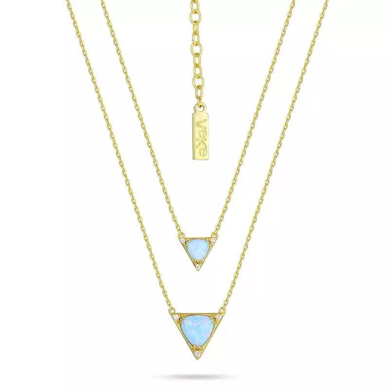 Opal Twin Clavicle Sweater Necklace