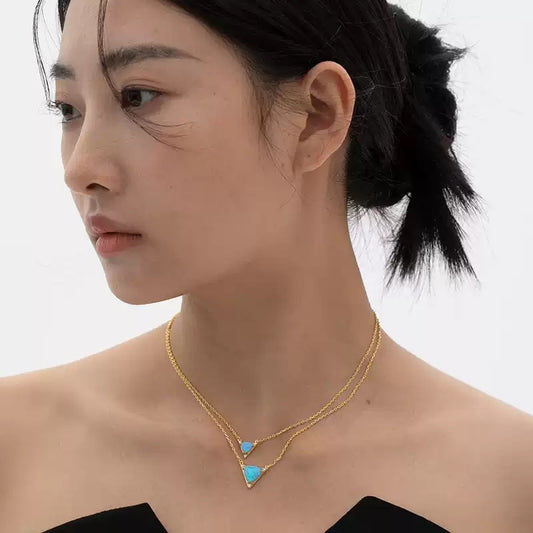 Opal Twin Clavicle Sweater Necklace