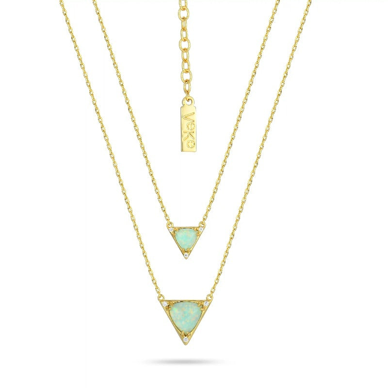 Opal Twin Clavicle Sweater Necklace