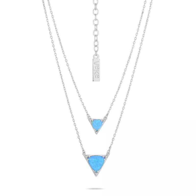 Opal Twin Clavicle Sweater Necklace