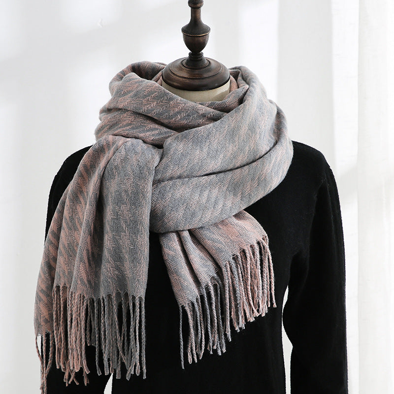 Women's Cashmere Sweet Mid Length Plaid Scarf