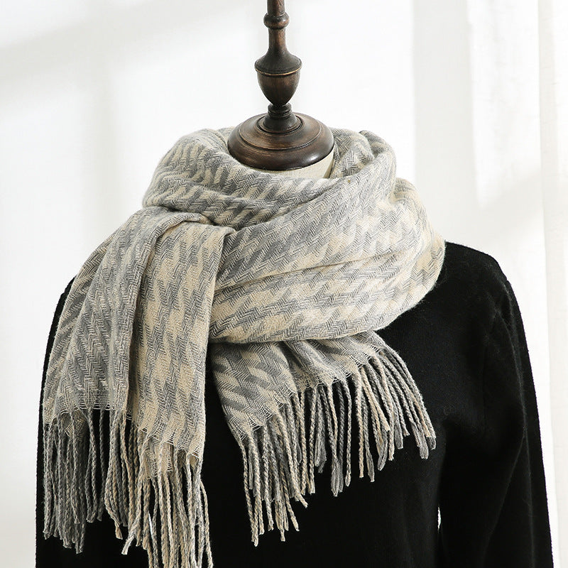 Women's Cashmere Sweet Mid Length Plaid Scarf