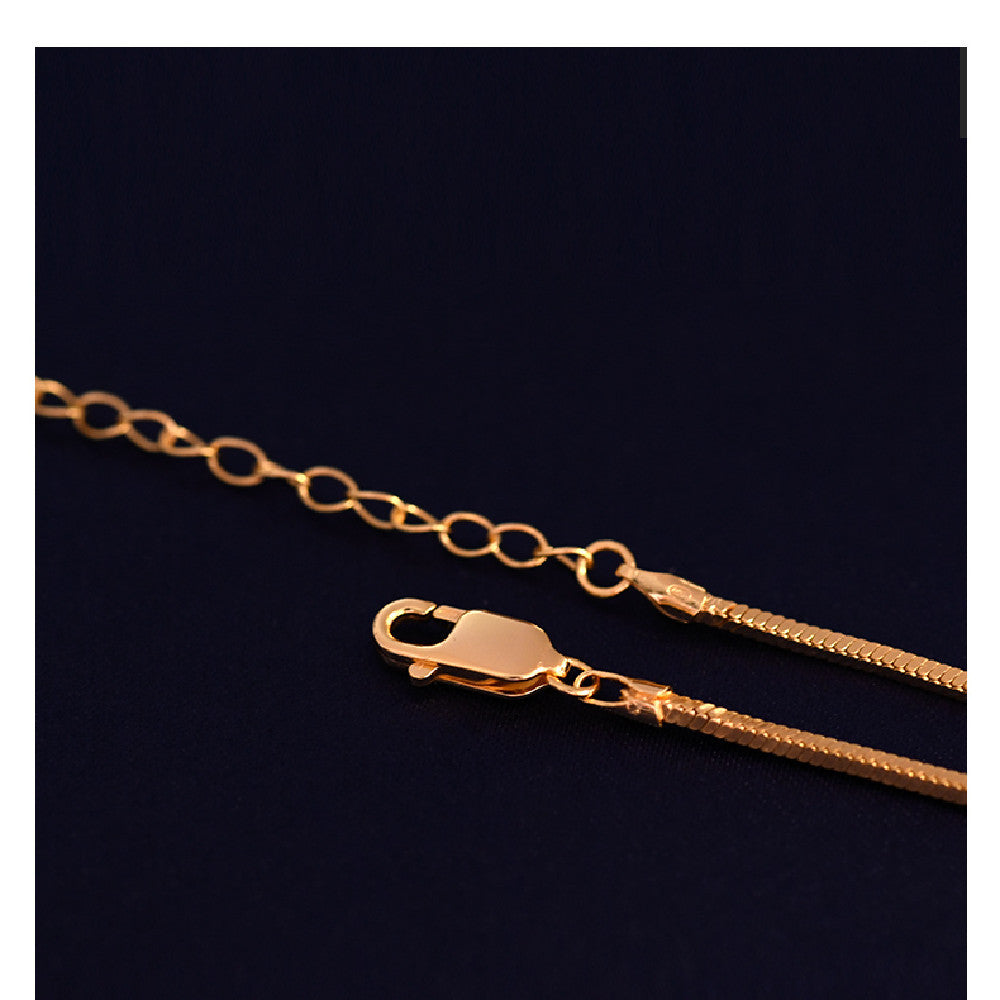 Snake Bone Chain Necklace For Women Square S925 Pure Silver Gold-plated