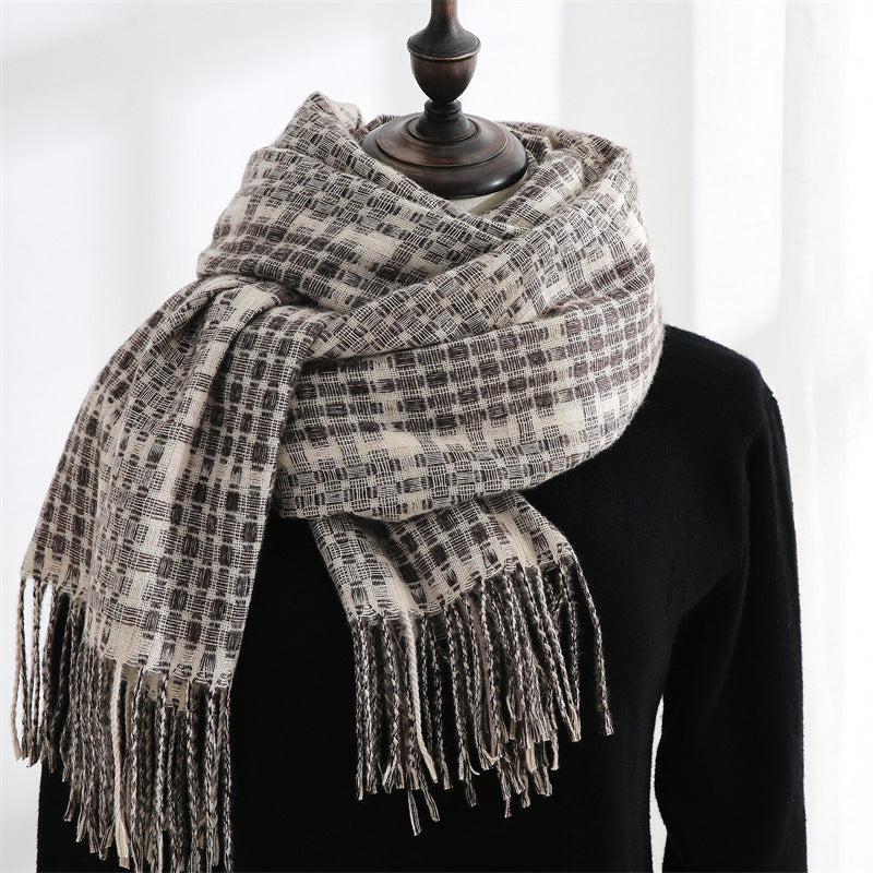 New Cashmere Winter Women's Warm Print Plaid Scarf