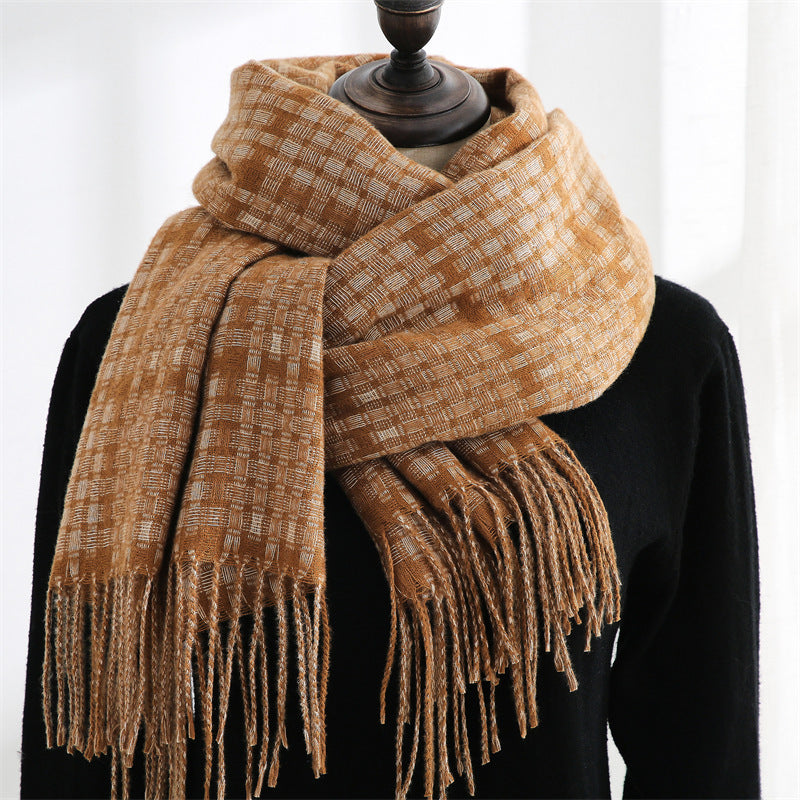New Cashmere Winter Women's Warm Print Plaid Scarf