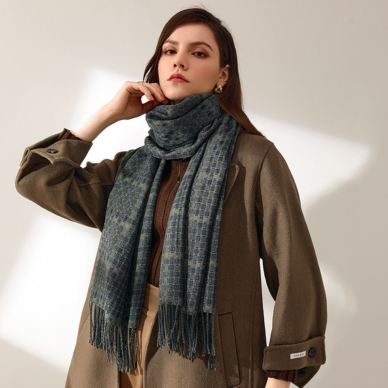 New Cashmere Winter Women's Warm Print Plaid Scarf