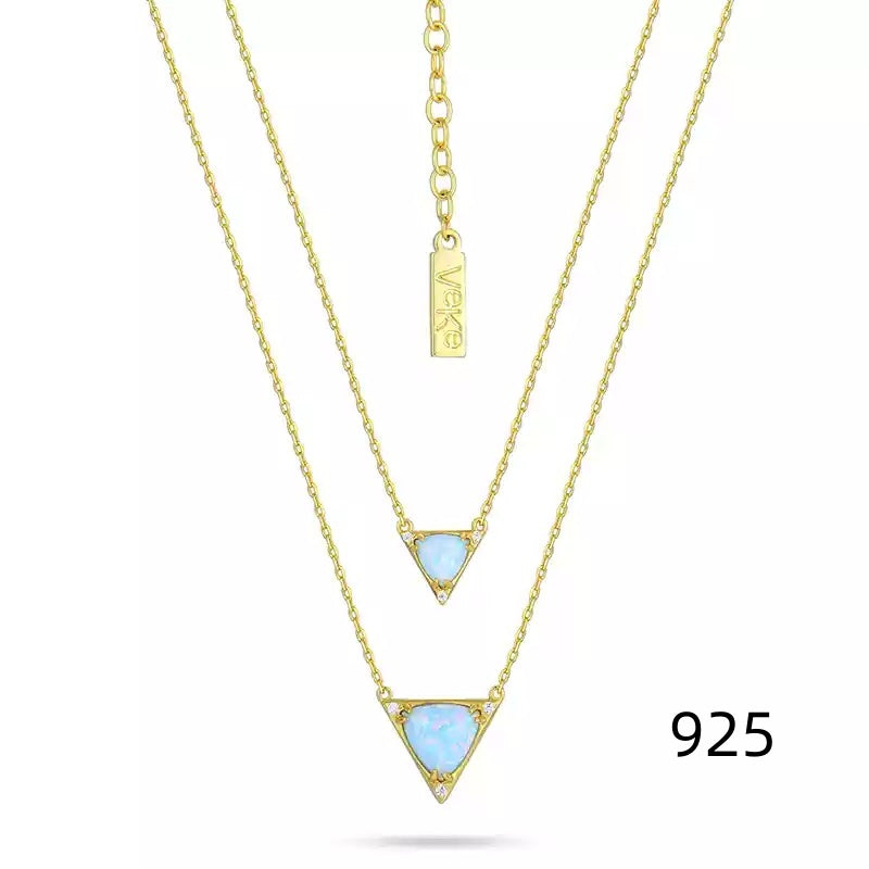 Opal Twin Clavicle Sweater Necklace