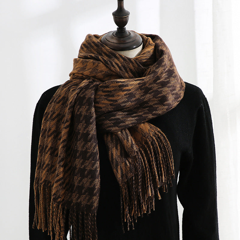 Women's Cashmere Sweet Mid Length Plaid Scarf