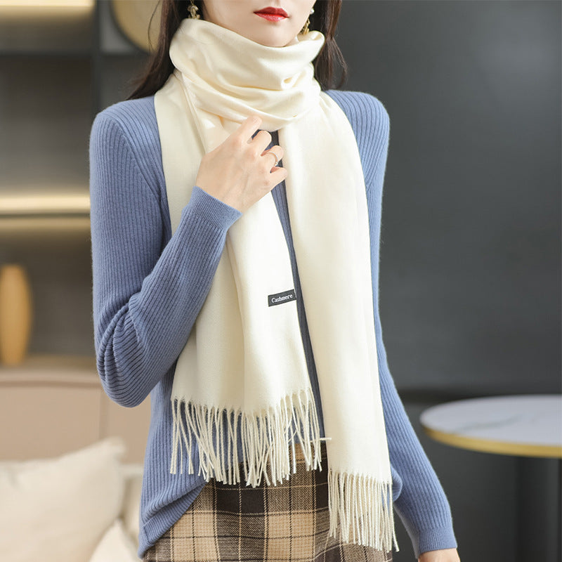 Winter Women's Dual-use Cashmere Solid Scarf