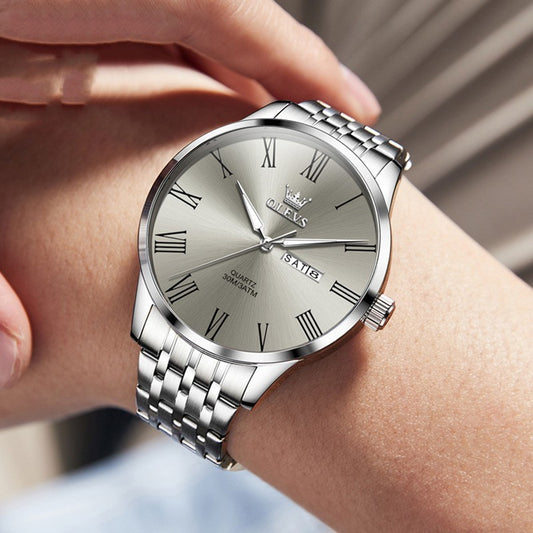 Men's Business Roman Scale Steel Belt Quartz Watch