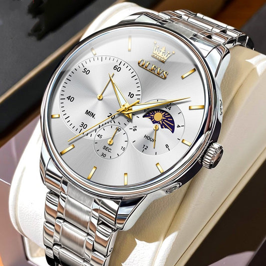 Multifunction Quartz Watch Men's Steel Belt Waterproof