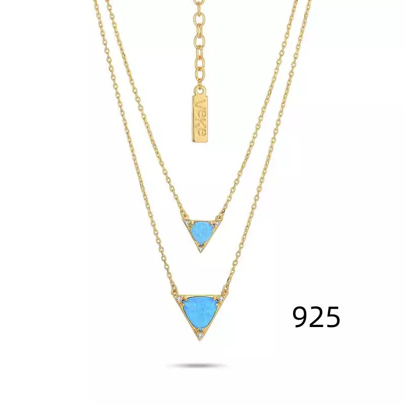 Opal Twin Clavicle Sweater Necklace