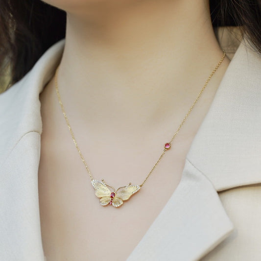 S925 Silver Handmade Brushed Retro Affordable Luxury Elegant New Fantasy Butterfly Necklace For Women