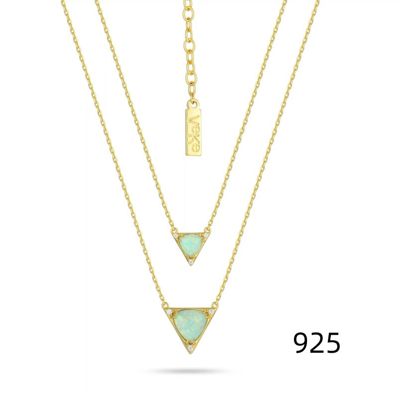 Opal Twin Clavicle Sweater Necklace