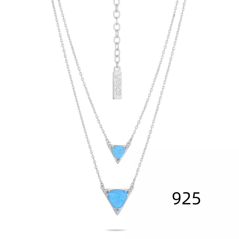 Opal Twin Clavicle Sweater Necklace