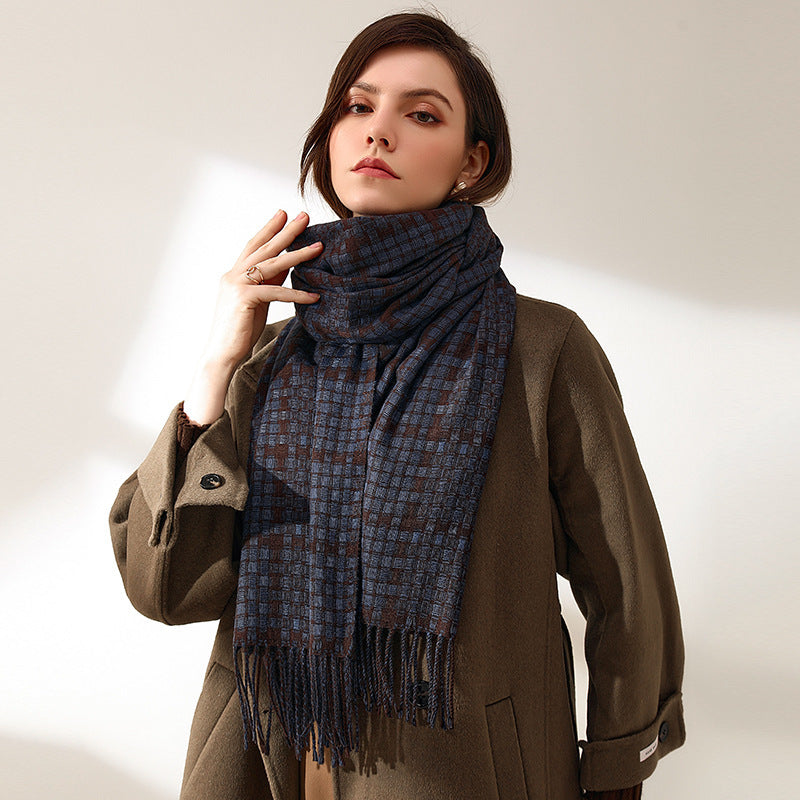 New Cashmere Winter Women's Warm Print Plaid Scarf