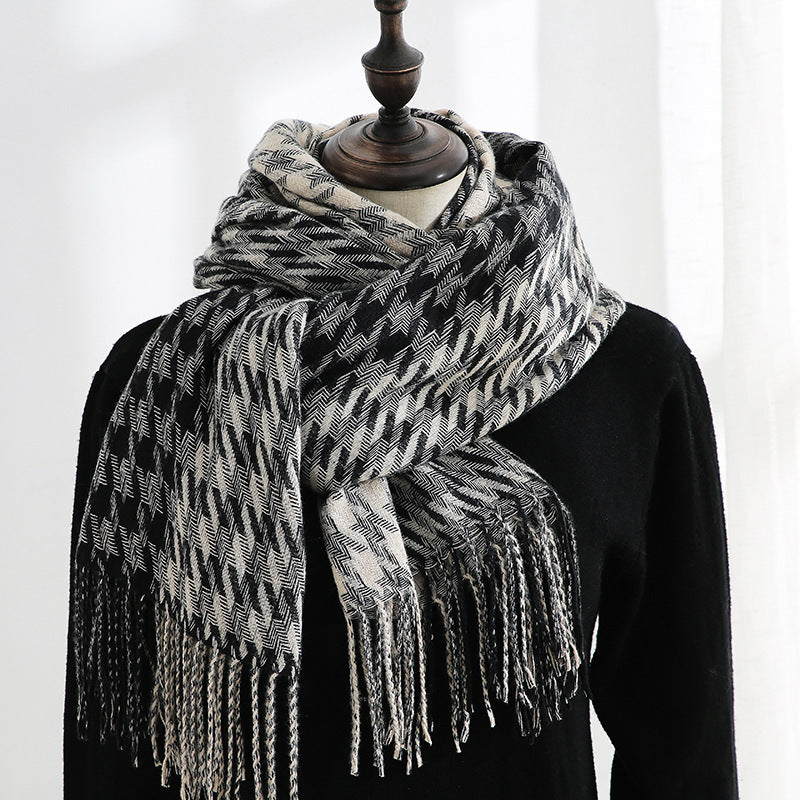 Women's Cashmere Sweet Mid Length Plaid Scarf