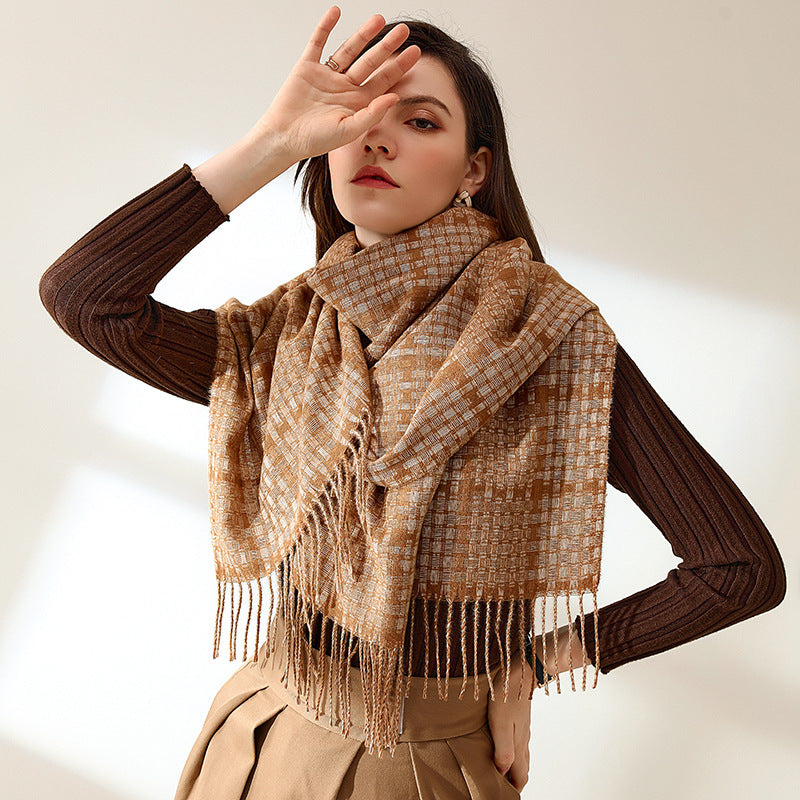 New Cashmere Winter Women's Warm Print Plaid Scarf