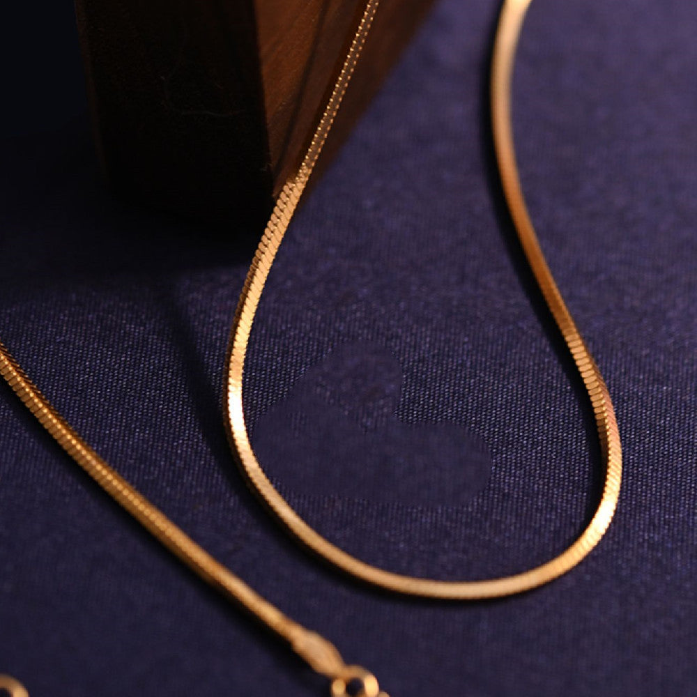 Snake Bone Chain Necklace For Women Square S925 Pure Silver Gold-plated