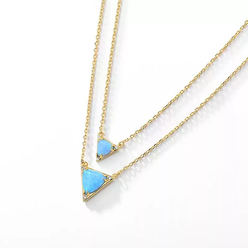 Opal Twin Clavicle Sweater Necklace